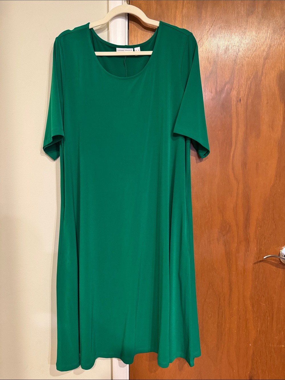 Susan Graver Emerald Green Scoop Neck Dress